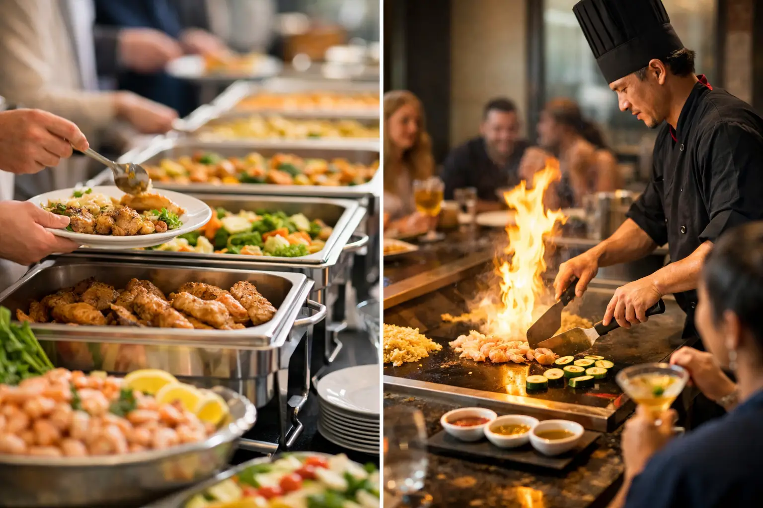 Buffet Catering vs Hibachi Experience for Parties